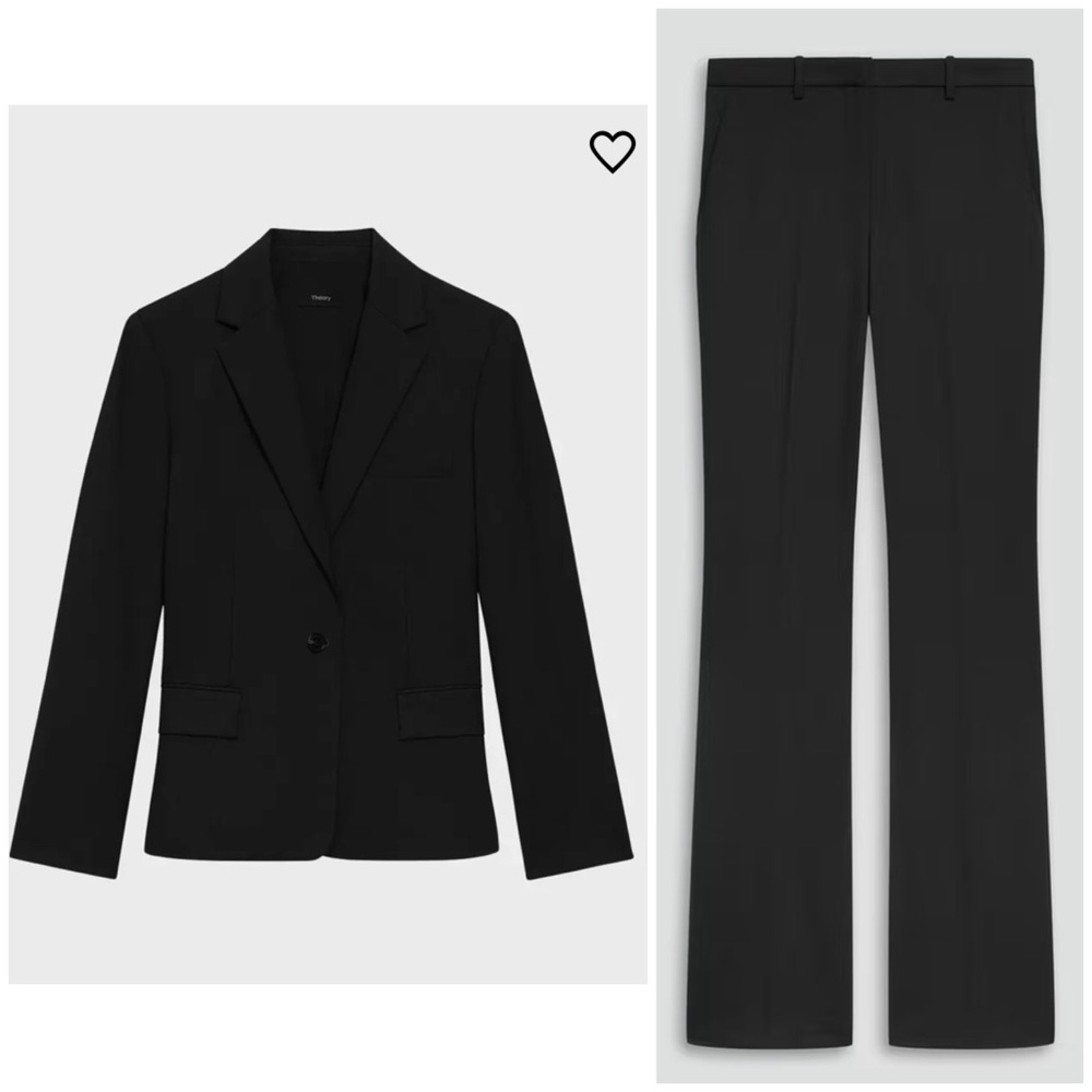 Theory Traceable Slim Blazer Jacket & Flared Pant, 34'' Good Wool $700 Womens 10 - Picture 2 of 15